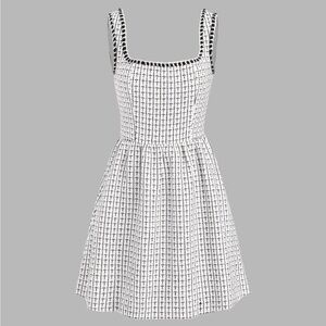 Cider Black and White  Tweed Grid Dress